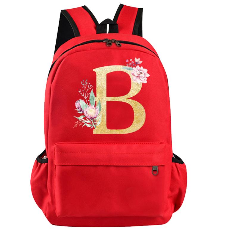 26 English Letters Cosplay Canvas Red Backpack Children Schoolbag Travel Bag Back To School Bookbag for Kids