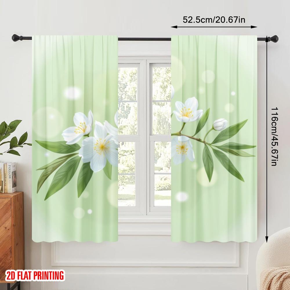 2pcs,2D Plane Printing Print Curtains Blossom Breeze Versatile Fabric (without Rod) Versatile All for Bedroom & Living Room,