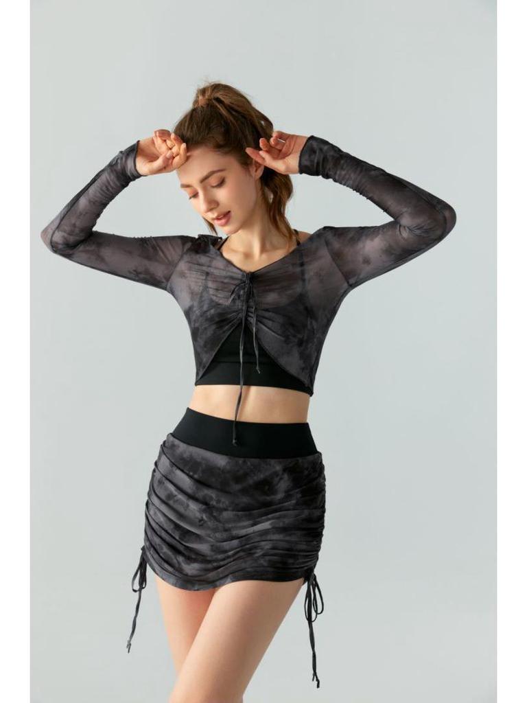 Pure Desire Long Sleeve Yoga Top - Stretch Mesh, Breathable, Quick-drying, Slimming Fit