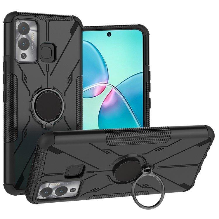 Case for Infinix Hot 12 Play 4G, Case Shockproof KickStand Ring, Black