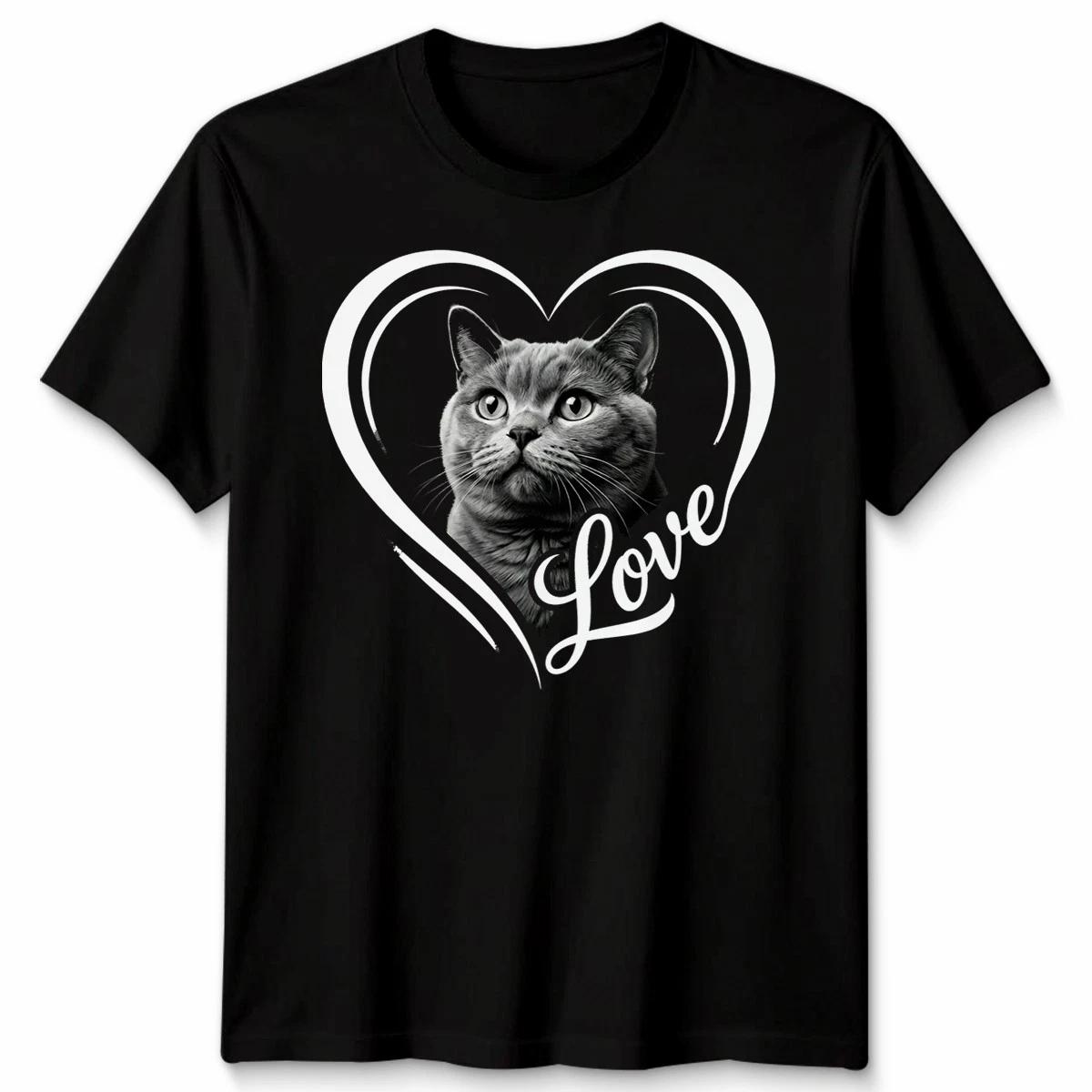 Любовь Портрет Кошки Кошачьи Животные Графическая Футболка Мужская Футболка Женский Топ S