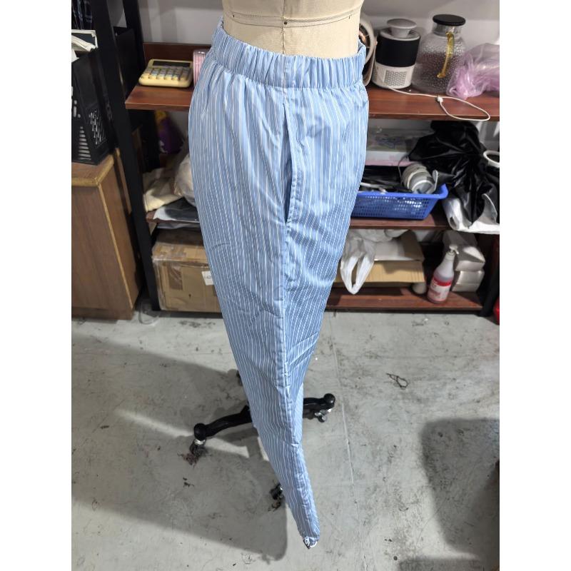 Winter vertical striped comfortable hooded cotton clothes jacket trousers set thickened warm bread clothes