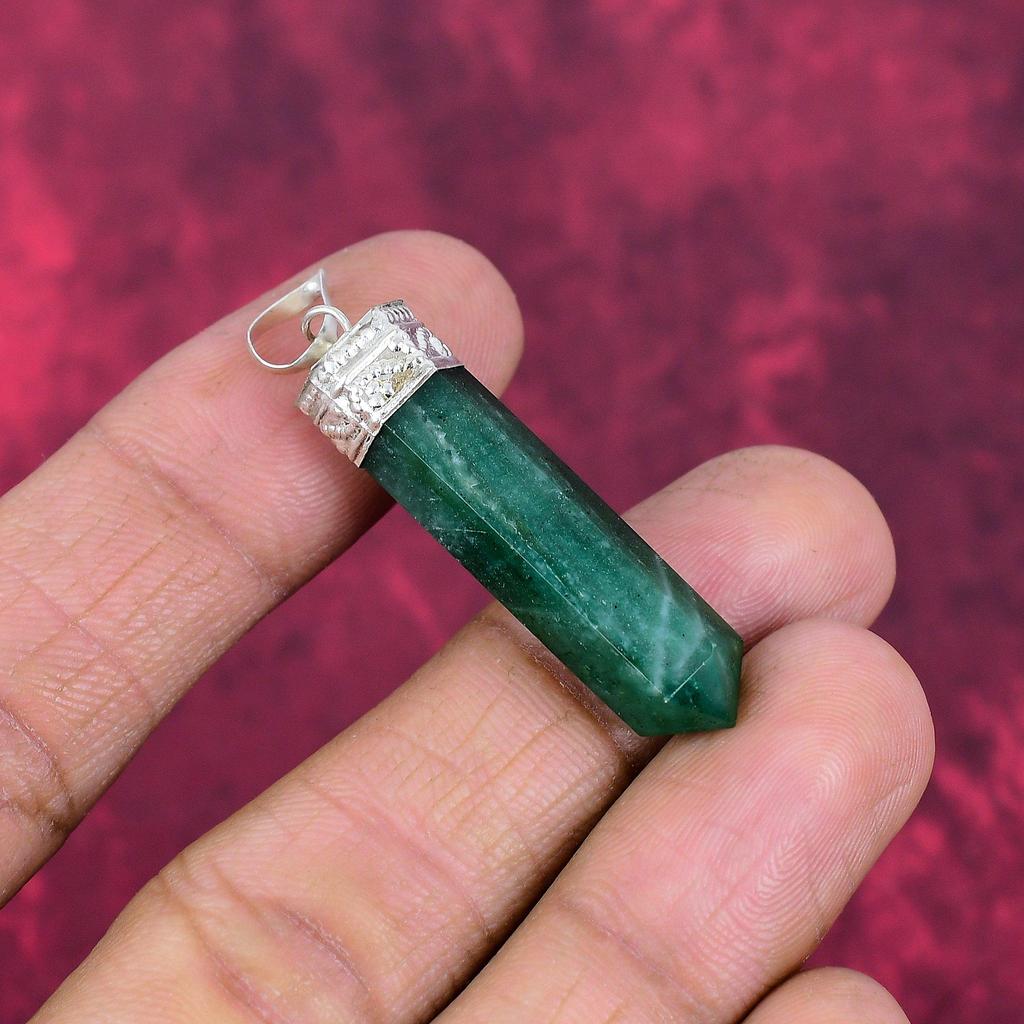 Im Labor hergestellter Smaragd Anhänger, 925 Sterling Silber Anhänger Edelsteinschmuck, Handgefertigter Anhänger Erstaunlicher Schmuck, Geschenk für Sie