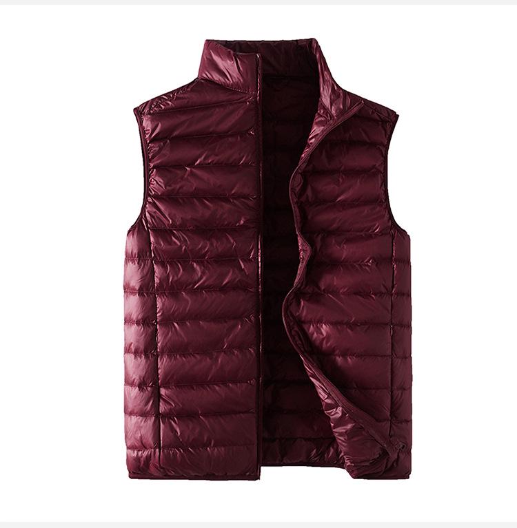 Men's Large Size Lightweight Down Vest - Stand Collar Sleeveless Jacket for Autumn/Winter