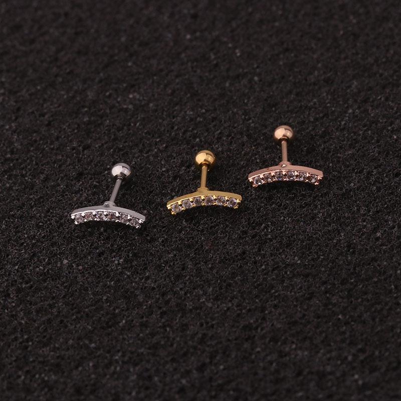 Gold Plated Anti-Allergic Tiny Ear Studs Earrings Set Surgical Stainless Steel Zircon Cz Stone Trendy Wedding Body Jewelry for