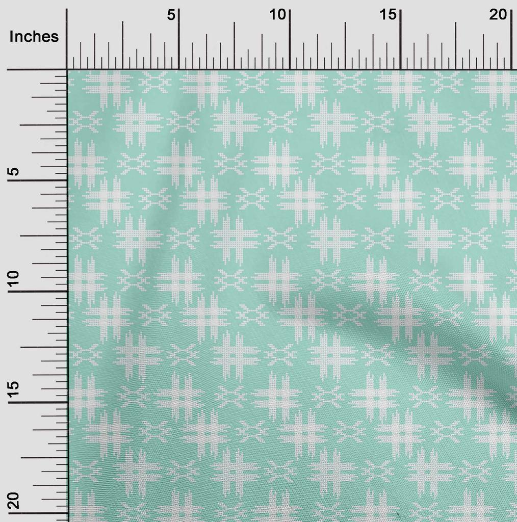 oneOone Tissu Coton Flex Imprimé Kasuri à Carreaux Tissu au Mètre Largeur 40 Pouces