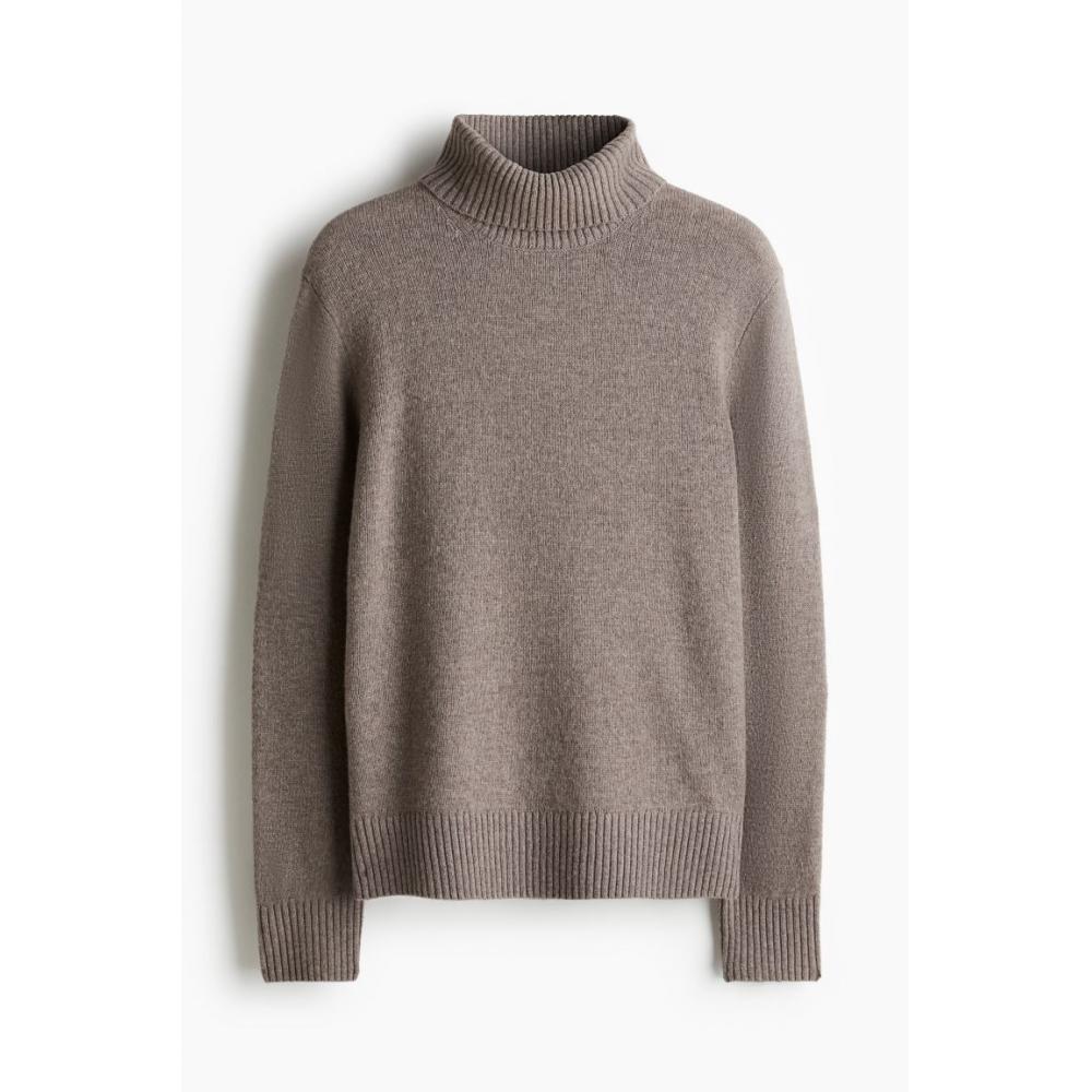 

Шерстяной свитер с высоким воротом HM Regular Fit, серый