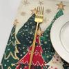 4pcs/set Christmas Tree Placemats Linen Table MATS Rectangular Woven Holiday Dining and Kitchen Decoration Home and Party
