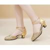 Sequins Women Girls Modern Dance Shoes Soft Rubber Sole Latin Tango Waltz Ballroom Dancing Shoes Heel 3.5cm