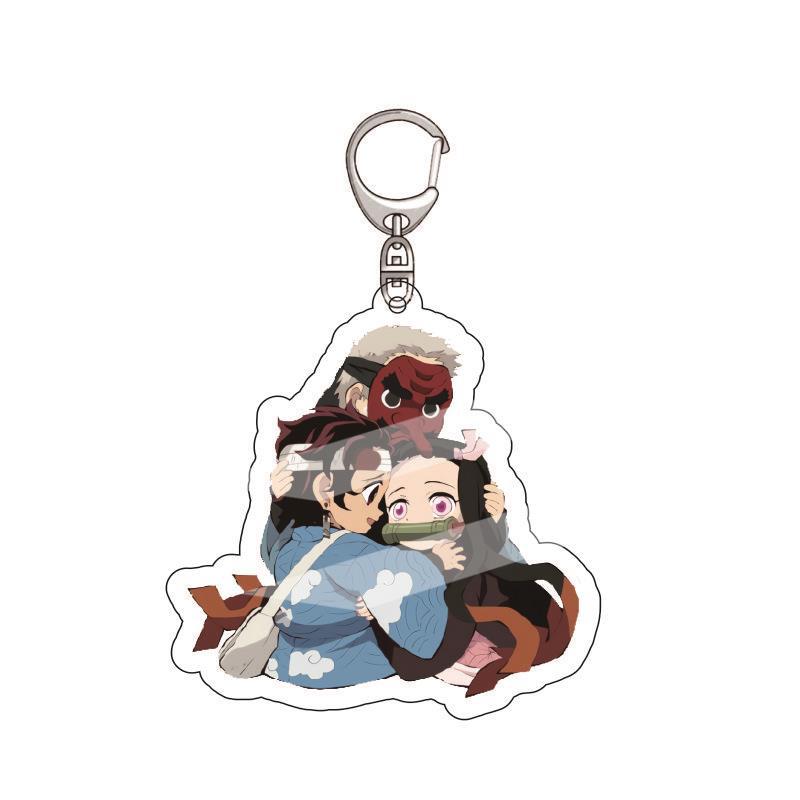 Anime Demon Slayer Acrylic Keychain Tanjiro Kamado Nezuko Zenitsu Agatsuma Inosuke Hashibira Pendant Charm 4PCS Collection Beautiful Gift