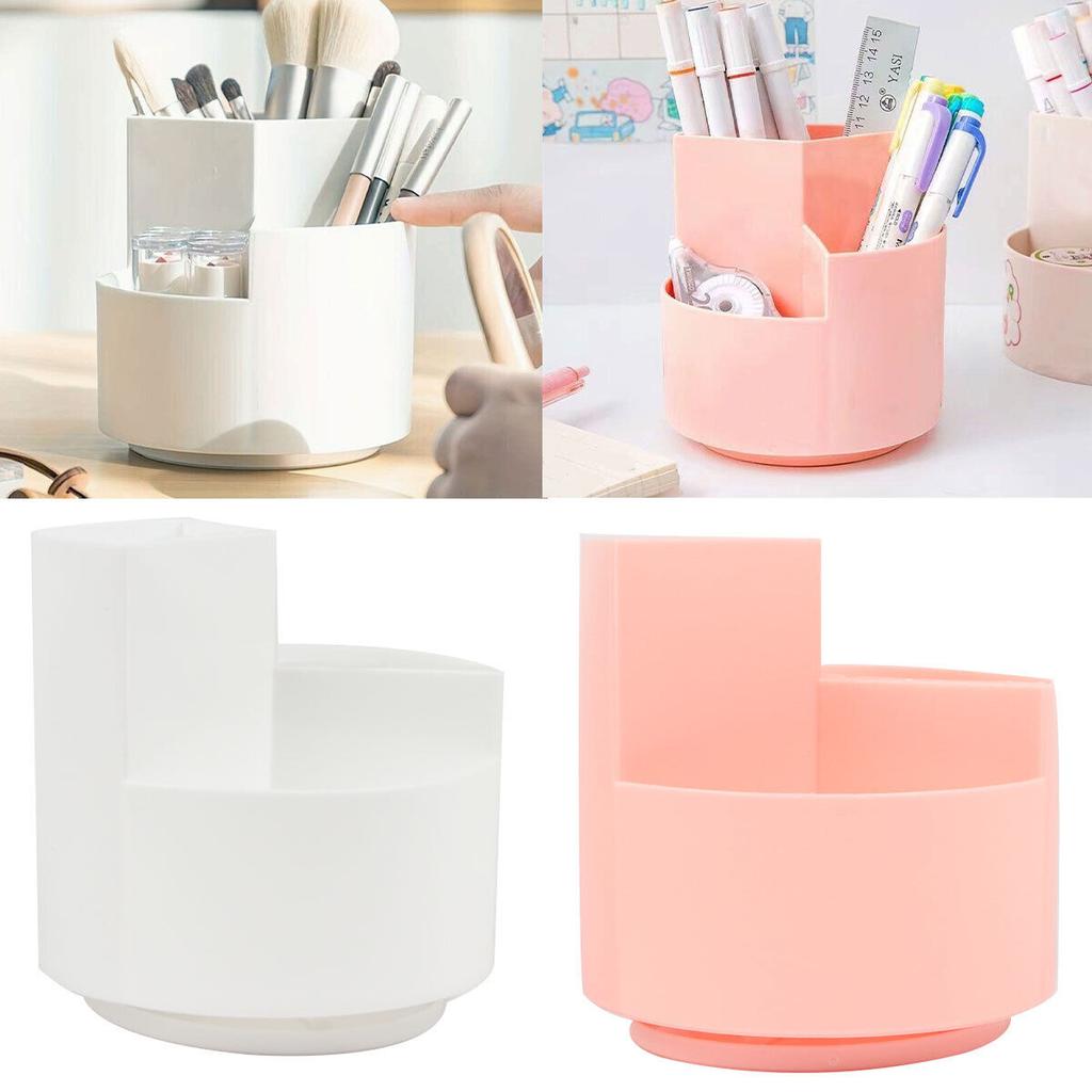360 Rotating Large Capacity Rotating Pen Holder Desk Pencil Storage Box Organizer Makeup Brush School Office Stationery Supplies