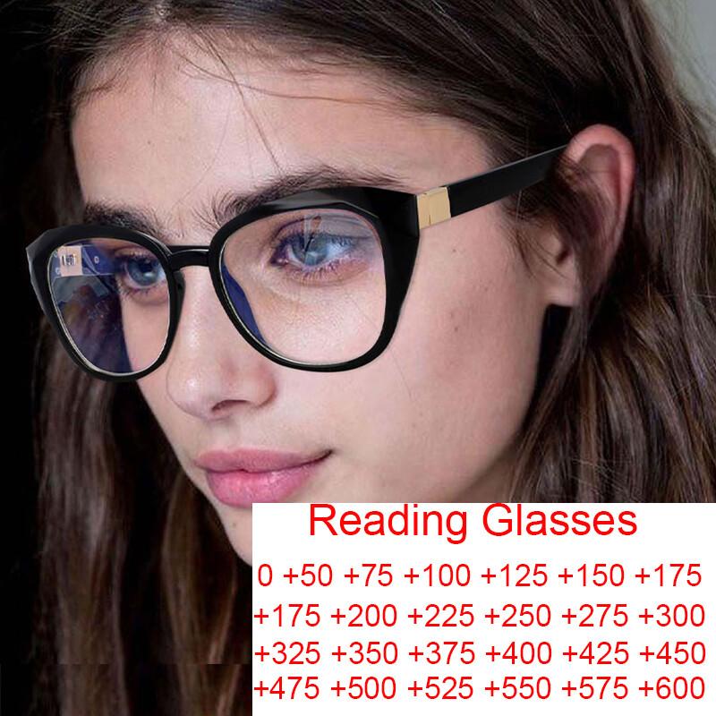 New Fashion Anti-Blue Light Reading Glasses Women Men Optical Computer Glasses  Black Cat Eye Glasses Frame