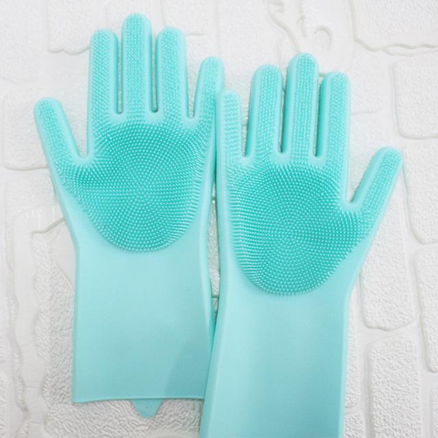 Silicone Cleaning Gloves Multifunction Magic Dish Washing Gloves for Kitchen Household Scrubbing Brush Hand Protector Tool