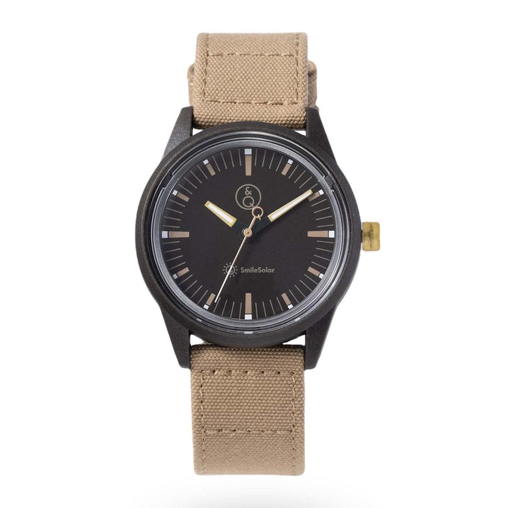 SmileSolar Solar Solar Beige Q&Q Watch, Powered, Analog, Waterproof, Women's, R00A-004JK,