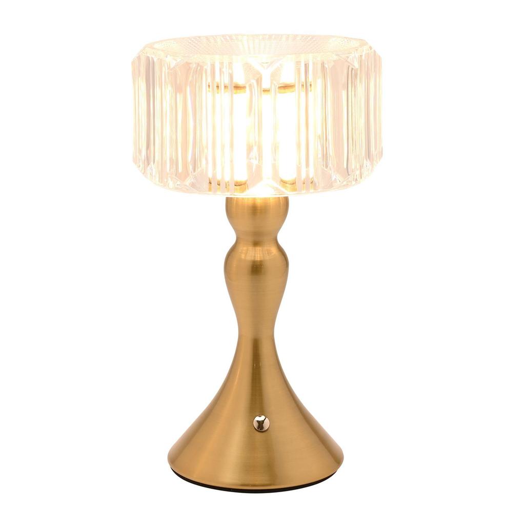 Hestia Crystal Effect USB Touch Table Lamp with Curved Bronze Base