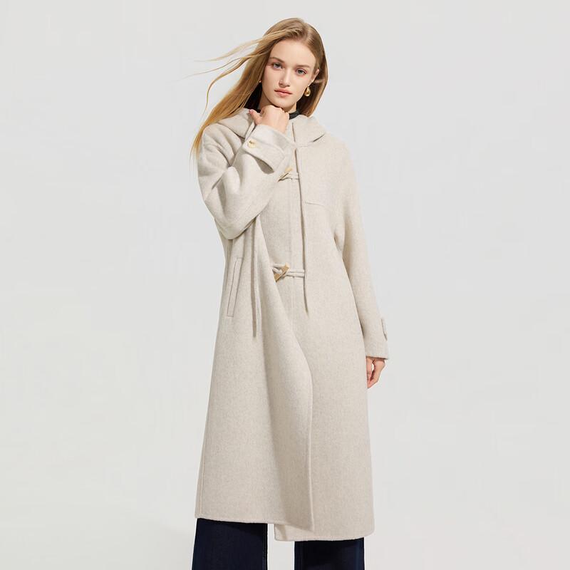 Women's Hooded Wool Blend Double-Sided Long Coat