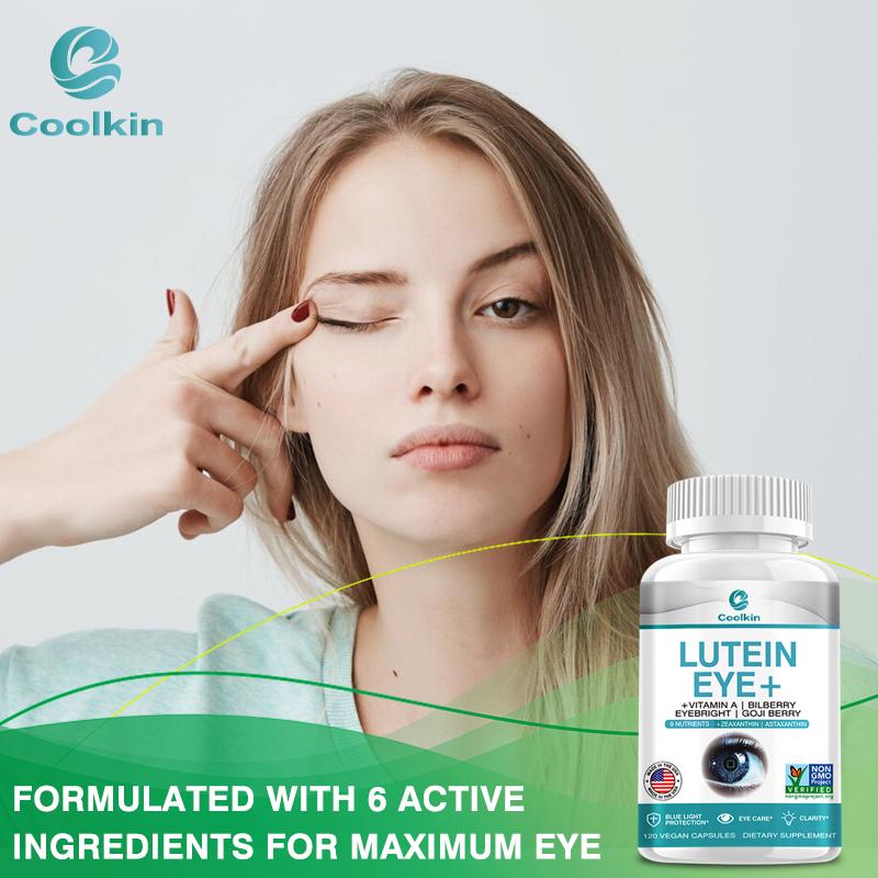 Lutein Augenschutz Komplex Kapseln, formuliert mit Vitamin A, Heidelbeere, Augentrost und Goji-Beere, geeignet für Erwachsene.