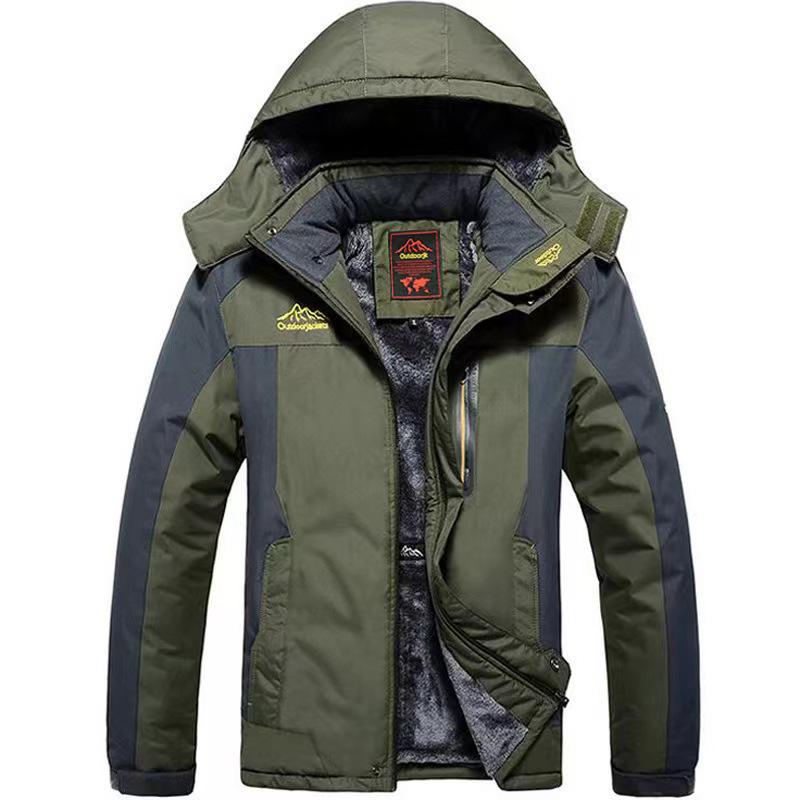 Winter Men's Outerwear Jackets Thick Velvet-Lined Windproof and Warm Mountaineering Jackets Skiing Suit