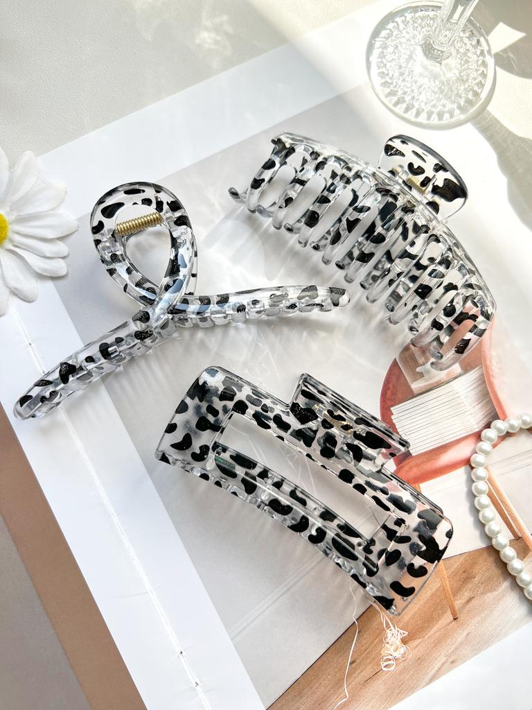 Simple Cow Print Large Transparent Hair Claws,Nonslip Leopard Barrette Hairpins Hair Accessories Gifts Headwear For Women