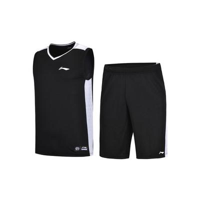 Li Ning Sports Série Basquetebol Logotipo Bloco de Cores Camisola Tricotada Casual Fato Desportivo Fato Masculino Preto AATP001-2