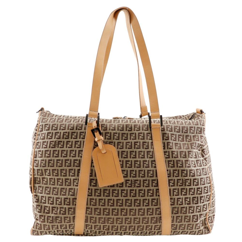 

FENDI Zucchino Boston bag 7VS014 Brown Nylon canvas/leather unisex Used