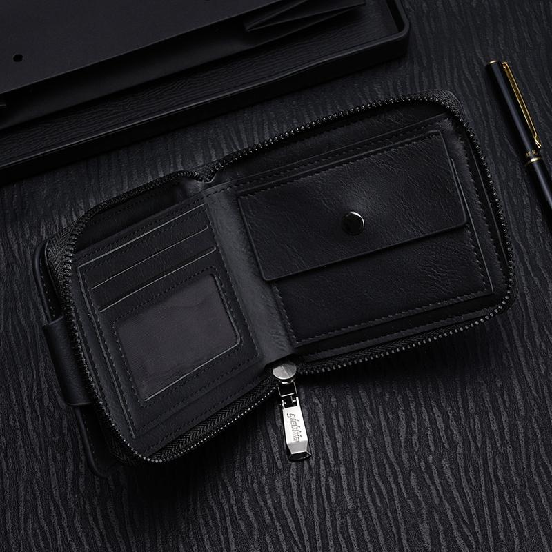 Herren Kurz-Reißverschluss-Geldbörse Business Retro Handtasche Münzfach Mehrere Kartenfächer & Große Kapazität Für Den Täglichen Gebrauch Münzbeutel