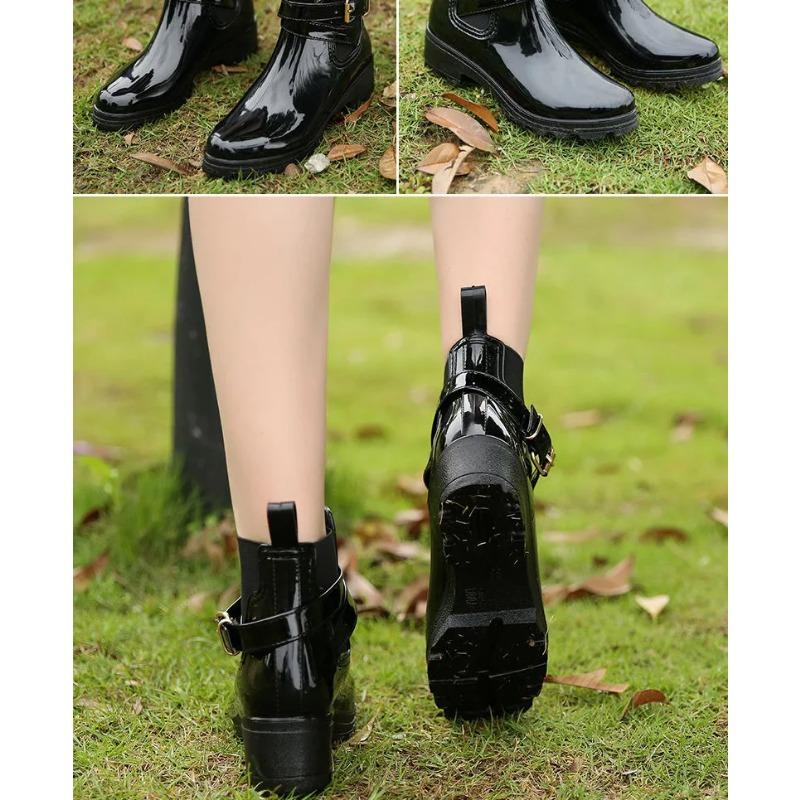 Rain Boots Women Ankle Bootie Waterproof Rubber Walking Shoes Girls Fashion Ladies Winter Shoes Outdoor Day