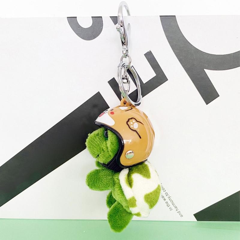Fashion Lovely Plush Helmet Turtle Keyholder Cute Animal Keychain Bag Charm Pendant Toy Car Keyring Jewelry Party Gift