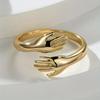 Huitan Noble Hand Hug Opening Rings For Women Glossy Charming Adjustable Accessories For Party Exquisite Warming Elegant Jewelry