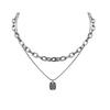 Sweet and cool Spice square brand double-layer chain light luxury niche necklace female summer design feeling cool and does not fade advanced sense