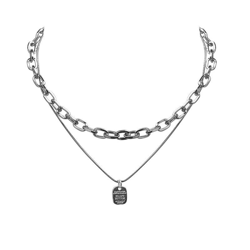 

Sweet and cool Spice square brand double-layer chain light luxury niche necklace female summer design feeling cool and does not fade advanced sense