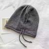Fashion Women Knitted Baggy Beanie Hat Winter Warm Slouchy Knit Woolen Skullies Cap Outdoor Windproof Drawstring Pullover Hat