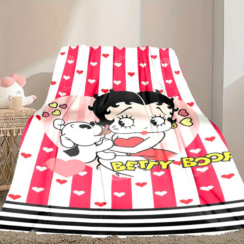 [Betty Boop Blanket] Soft Throw Blanket for Bed Sofa, Holiday Gift Blanket for Women Men Family Friend