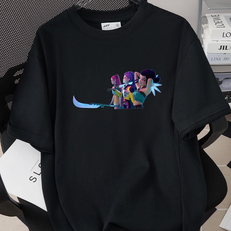 KPop Demon Hunters Huntrix Trykk Herre T-skjorte Sommer Bomull Kort Ermet T-skjorte for Dame O-hals Dame T-skjorte Streetwear Topper