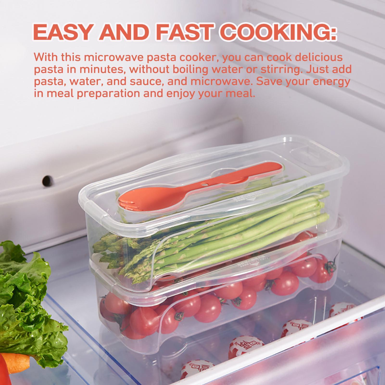 Microwave noodle cooking box with fork and spoon Heat Resistant Spaghetti Noodle Cooking Bowl Fruit Containers CN