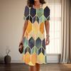 Women's Fashion Graceful Simple Grid Print Summer Spring Short Sleeve O-Neck Casual Dresses