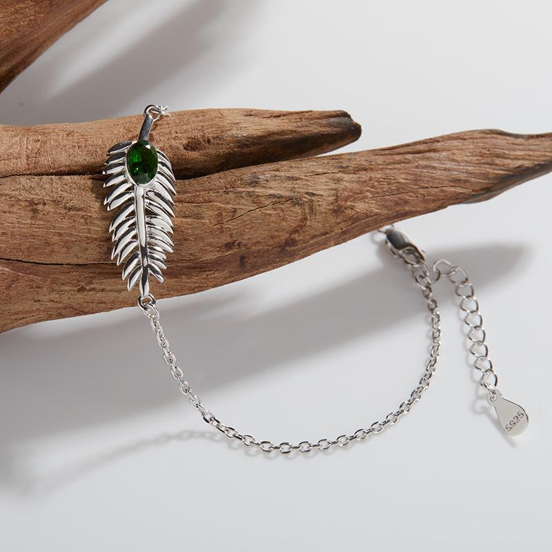 Gemstone Jewelry S925 Sterling Silver Natural Topaz Diopside Color Treasure Bracelet Women'S Personality Senior Sense