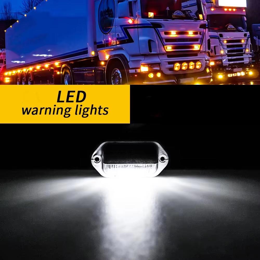 Car License Light Waterproof 12-24V Universal Truck RV Trailer Tail Car License Plate Lights LED White Side Lamp Step Bulbs