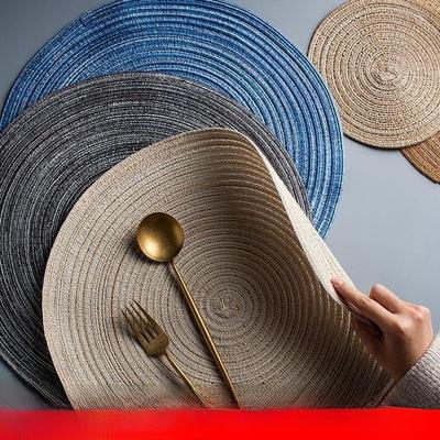 Europäisches rundes Baumwollgarn, rutschfest, waschbar, gewebtes Tischset – einfache Isoliermatte für Esstische