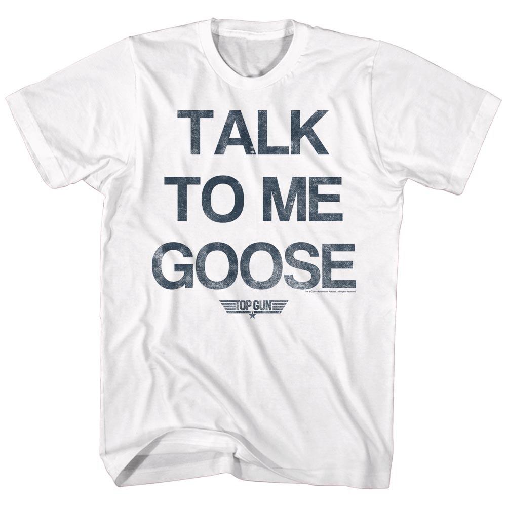 Top Gun Movie TALK TO ME GOOSE Big Letter Slogan Men T Shirt XL