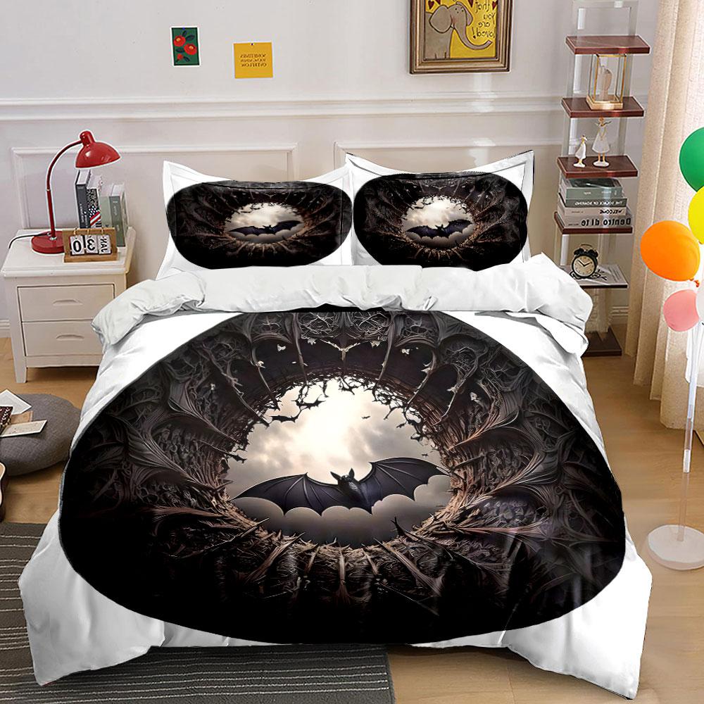 Gothic Bat-Themed Decor Set Kid'S And Adults' Bedroom Decor, Exquisite Three-Piece Bedding Set Gift