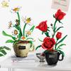 Flower Orchid Rose Daisy Coffee Cup Potted Building Blocks Bouquet MOC Bricks Toys DIY Home Desk Plant Decoration