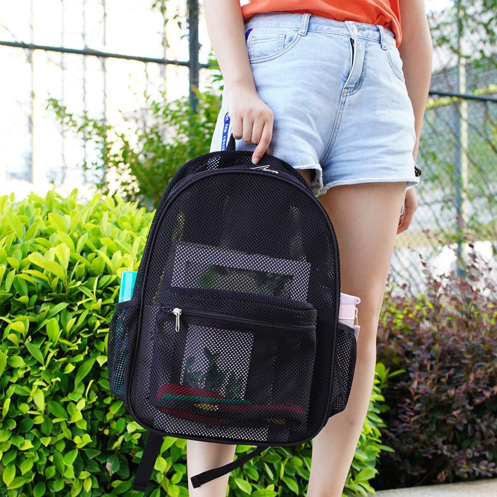 Backpack Schoolbag Shoulder Bag Girls Middle School Student Lightweight Fitness Foldable Large Capacity Mesh Scarf Bag Grid Holes Bag