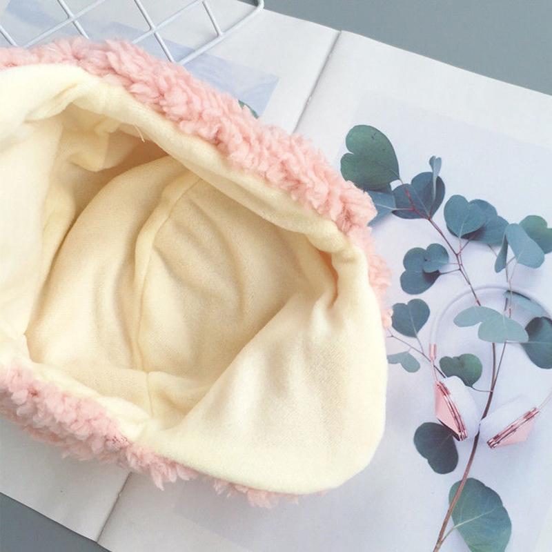 Niedliche Bären Baby Ohrenschutz Mütze Dickes Lammfleece Kinder Ohrenwärmer Mütze 3-12M Säugling Winter Warme Kopfbedeckung Mütze Cartoon Beanies