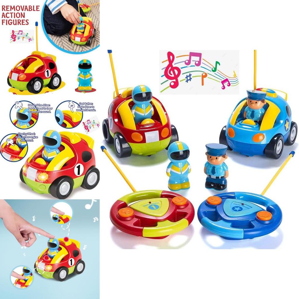 Jakmean Cartoon Remote Control Car Police Car With Colorful Lights And Music For Kids