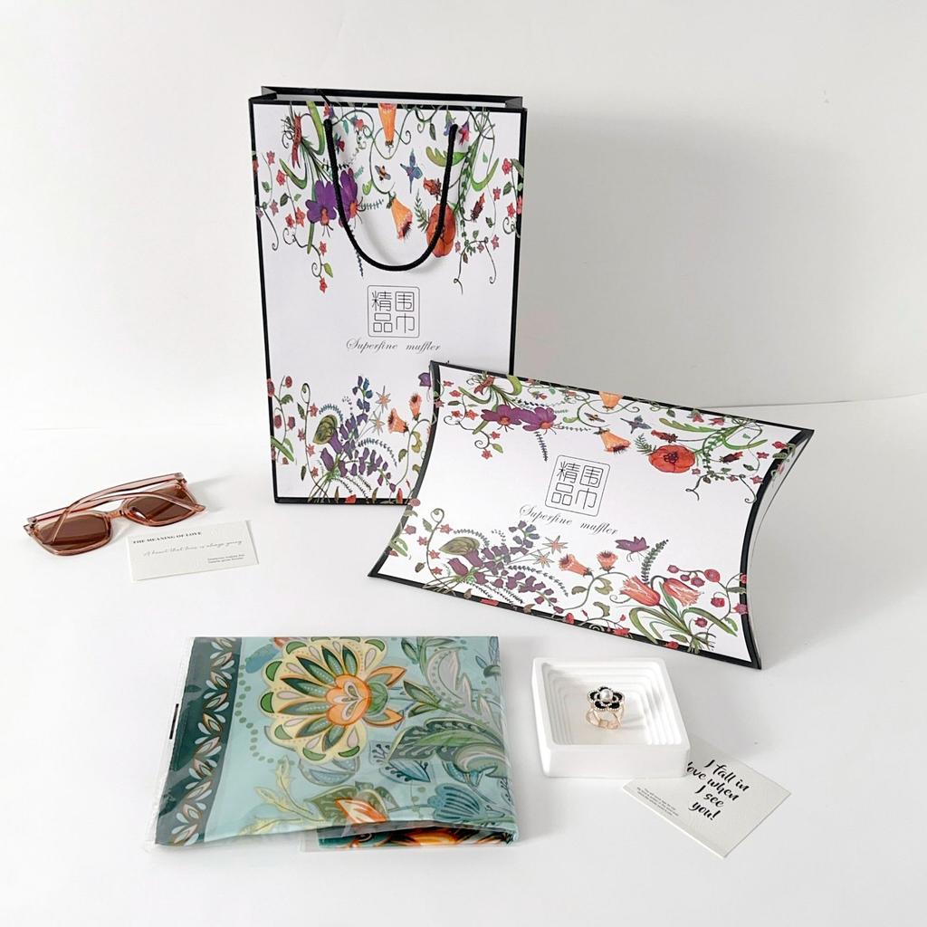 Spring and Autumn Fashion Temperament 70 Square Scarves Urban Beauty Stewardess Professional Wear Scarf Silk Scarf Light Luxury Gift Box Set