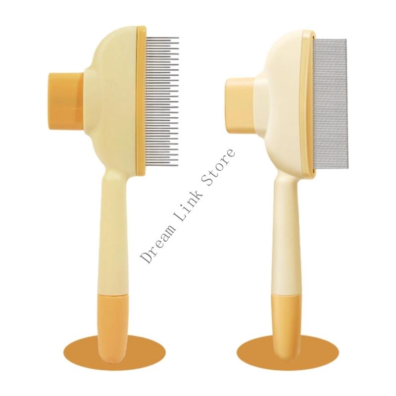 Q1FD 2PC SelfCleaning Pet Brush Stainless Steel Teeth Hair Comb For Dog Cats Grooming