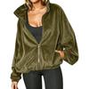 Damen Kapuzenpullover mit Reißverschluss Stehkragen Farbe Langarm Lässige Jacke Oberbekleidung