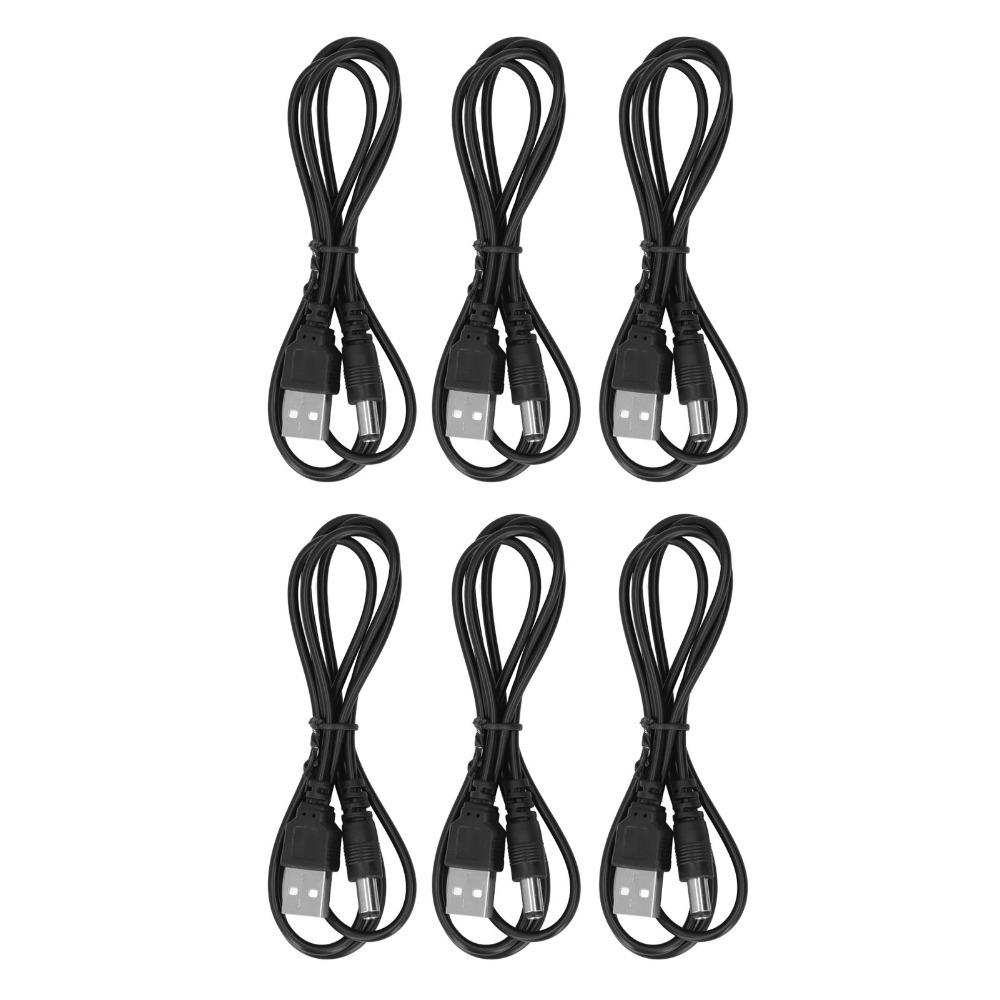 6Pcs 5V USB to DC Power Cable USB 2.0 A Male 5.5x2.1mm Jack DC Connector Power Cable Hand Soldering Process 3.3ft