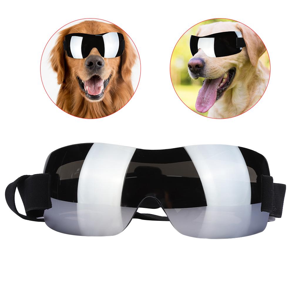 FS SP 05 Plastic Professional Pet Wide View Adjustable Webbing Anti UV Protection Glasses for Large Dogs(Silver )